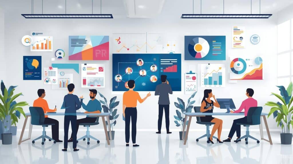 AI Marketing Lab Growth Blueprint showing marketers analyzing campaign performance in Hyderabad office