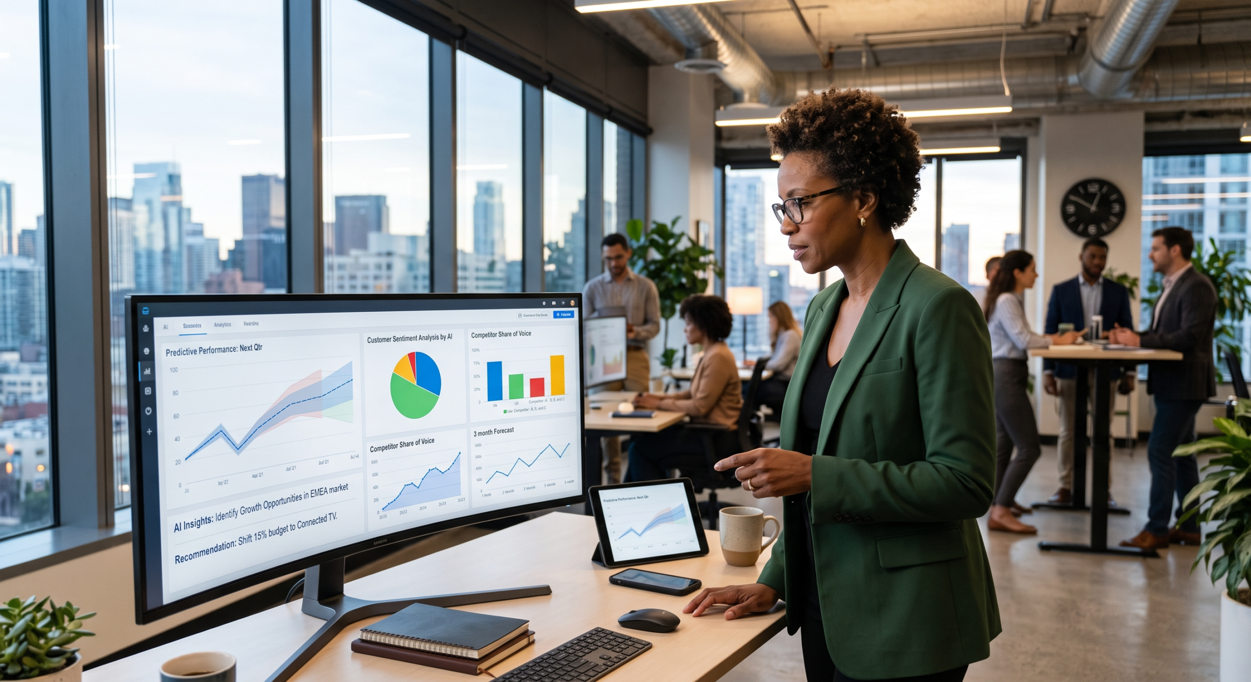 Strategist using AI-driven analytics to guide a digital marketing agency Hyderabad campaign