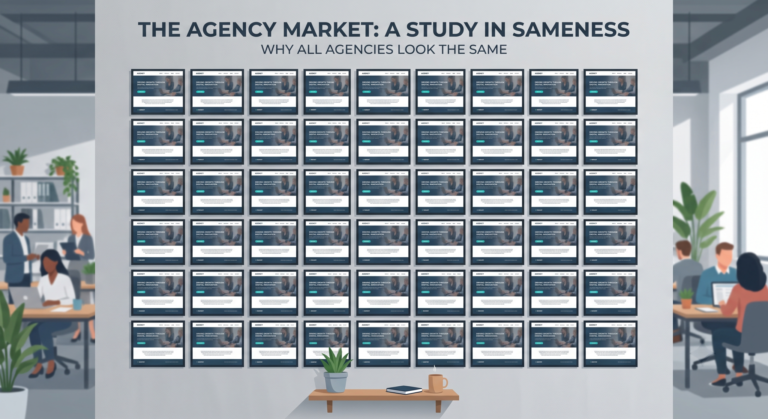 Rows of near-identical digital marketing agency websites illustrating a crowded Hyderabad market