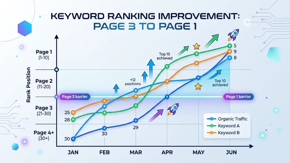 keyword ranking improvement SEO results
