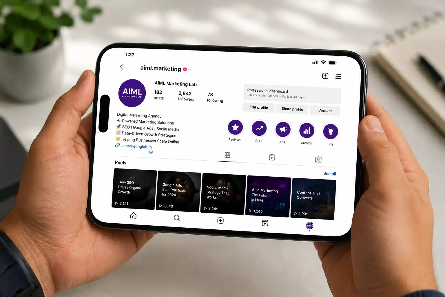 Instagram marketing trends tracked on smartphone for Hyderabad brand growth