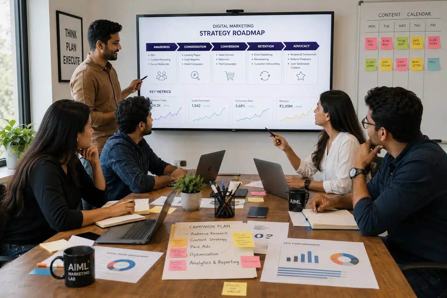 Digital marketing agency team planning an online marketing strategy for clients