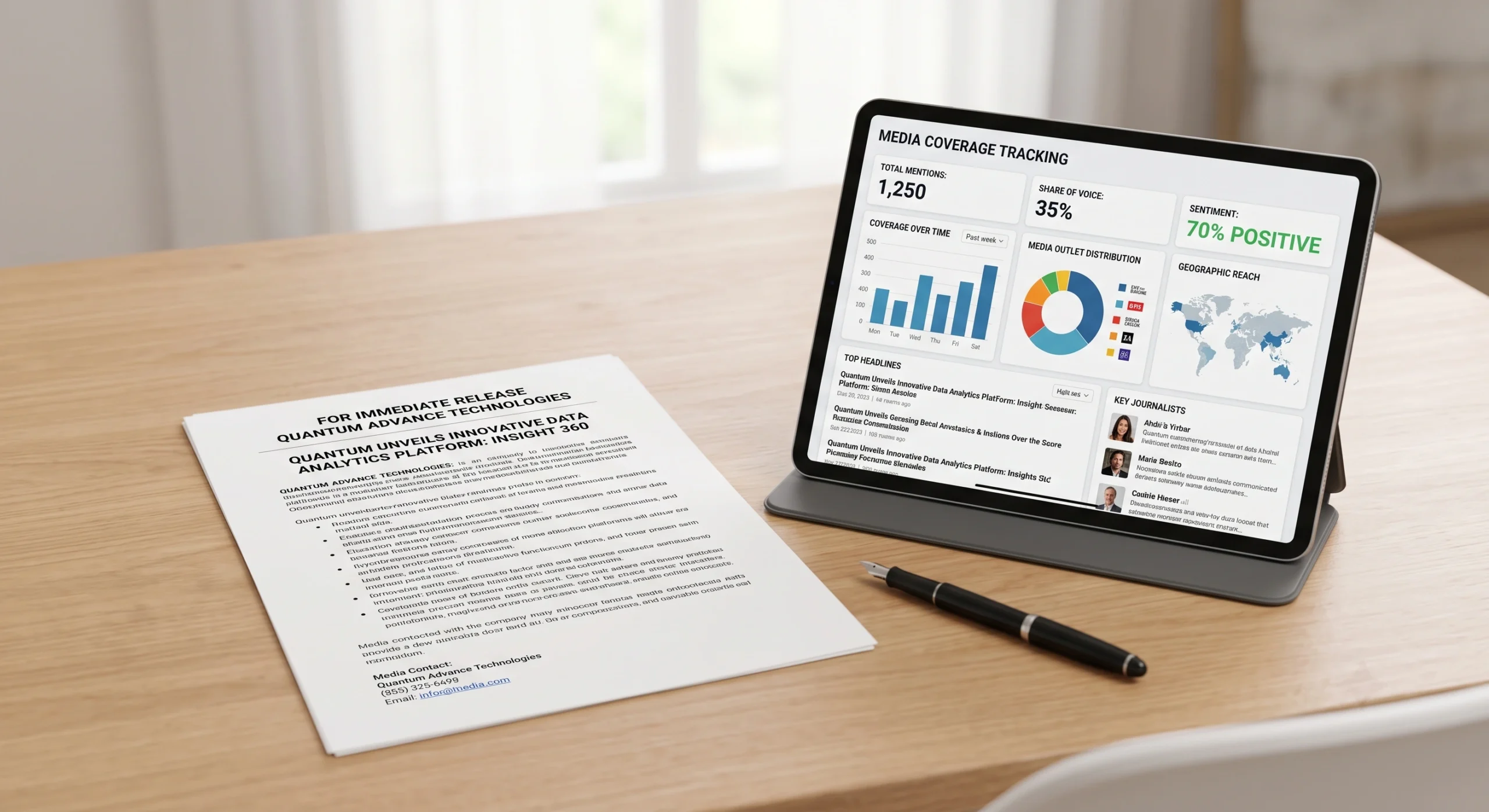 Press release marketing distribution and media coverage tracking