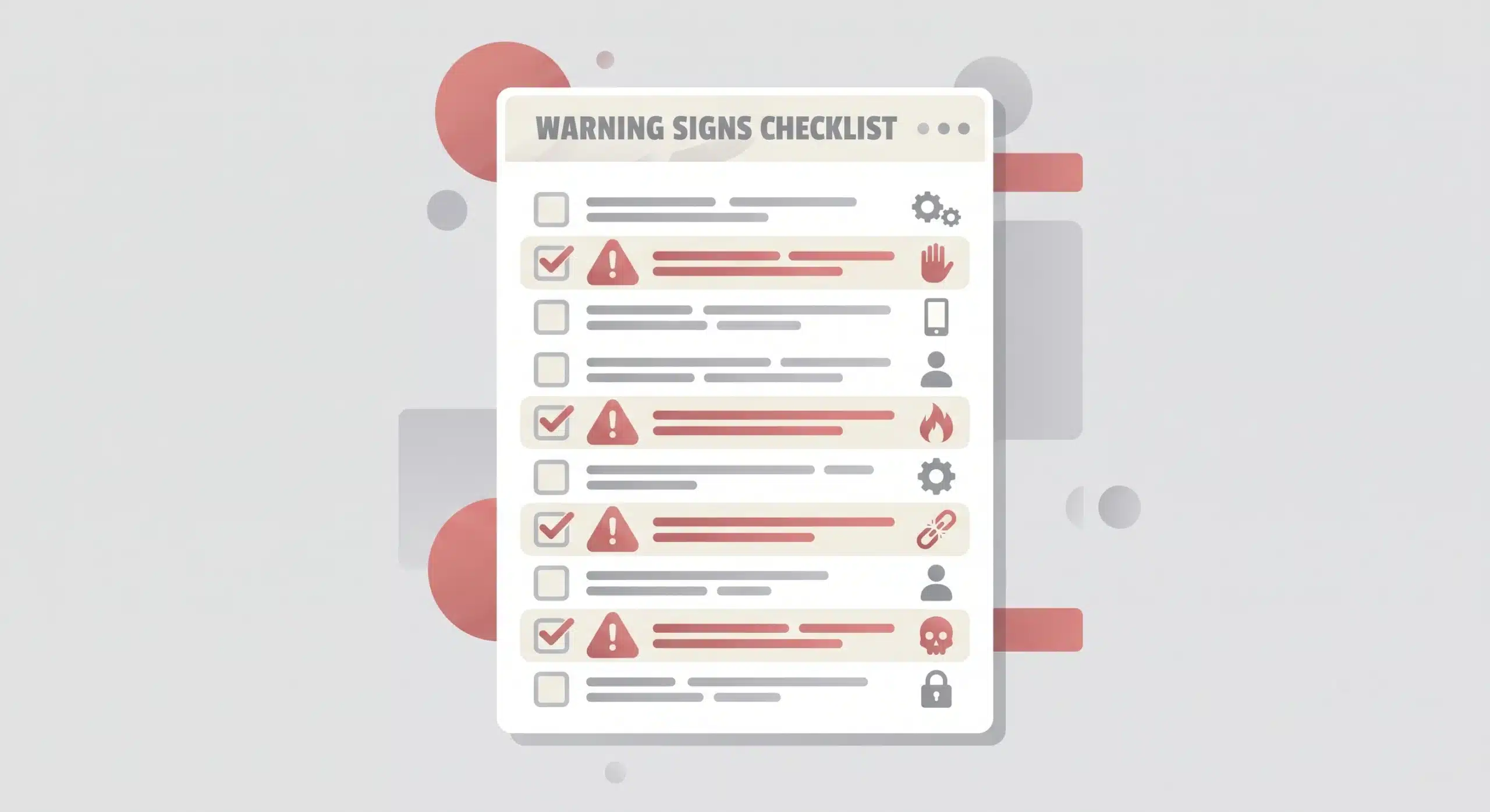 Warning signs checklist representing red flags digital marketing agency clients should watch for