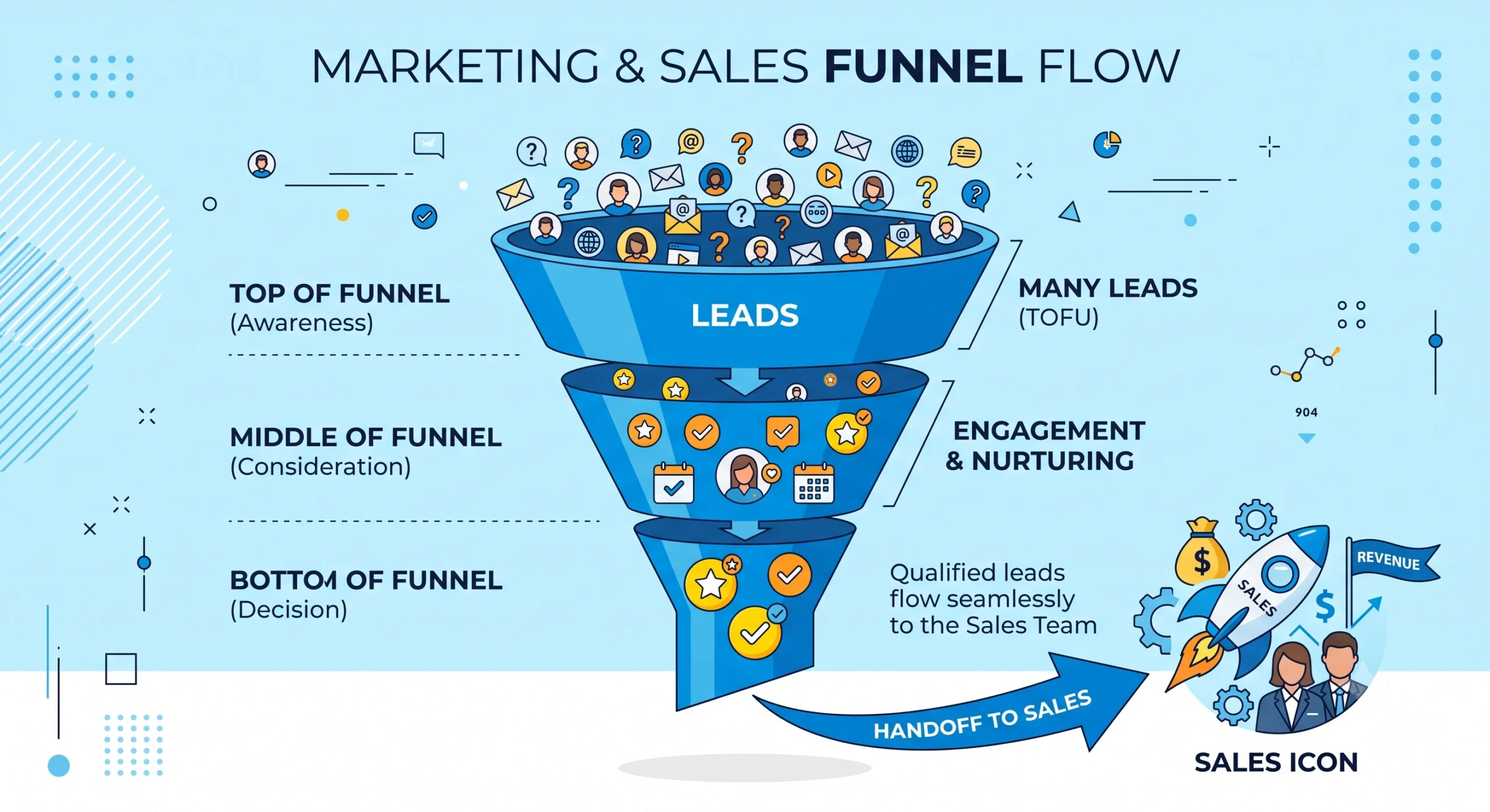b2b lead generation agency qualified funnel illustration