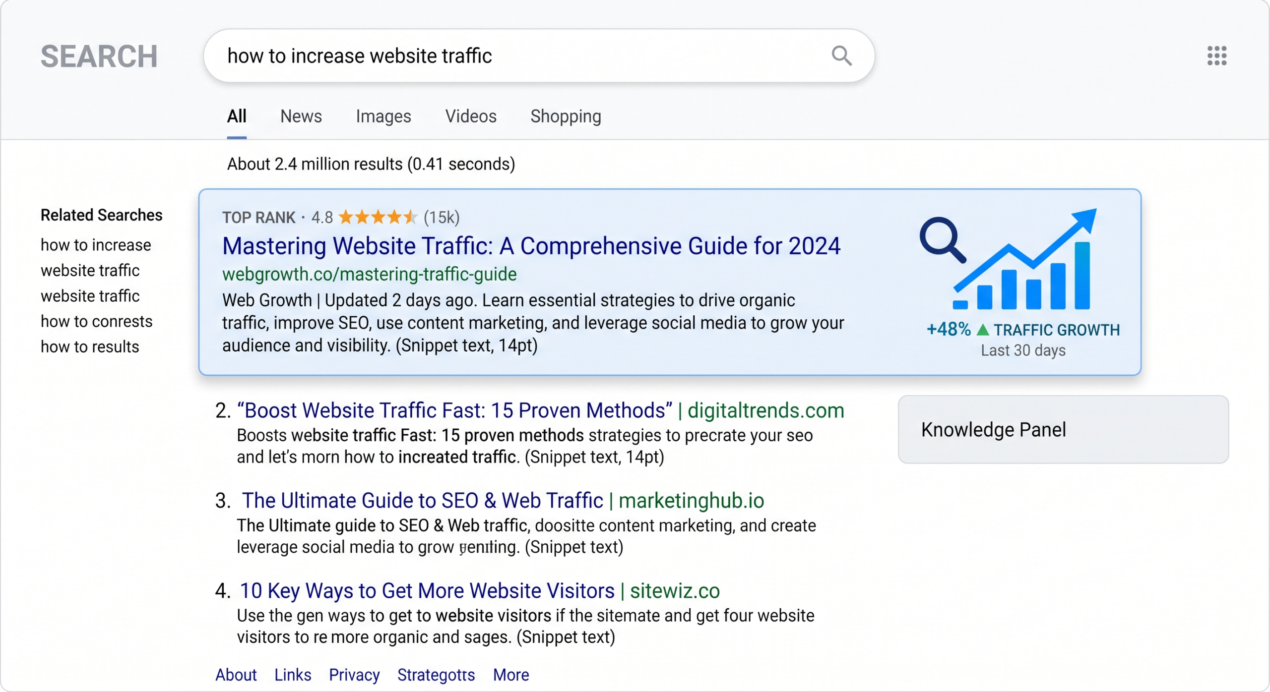 seo content marketing search ranking results mockup