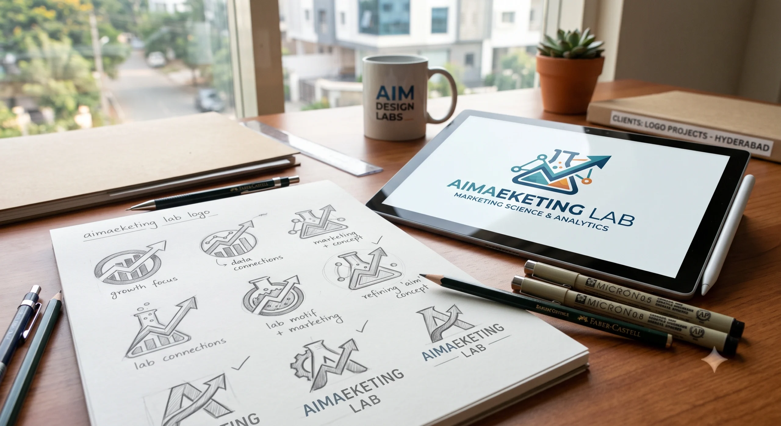 Logo design agency Hyderabad concept sketches and final logo variations