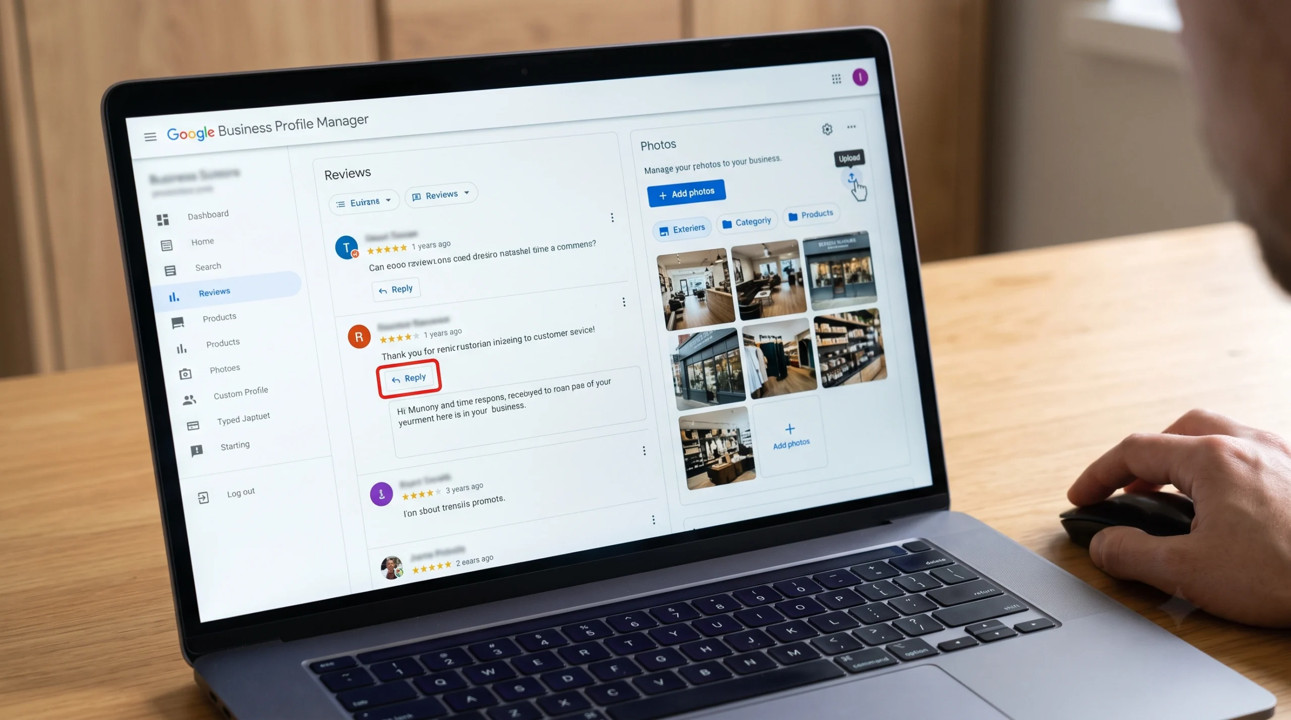 Google Business Profile optimization dashboard being managed