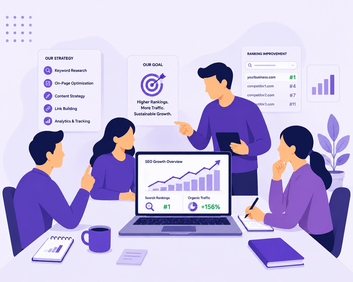 AI Marketing Lab team delivering Search Engine Optimization in digital marketing strategy
