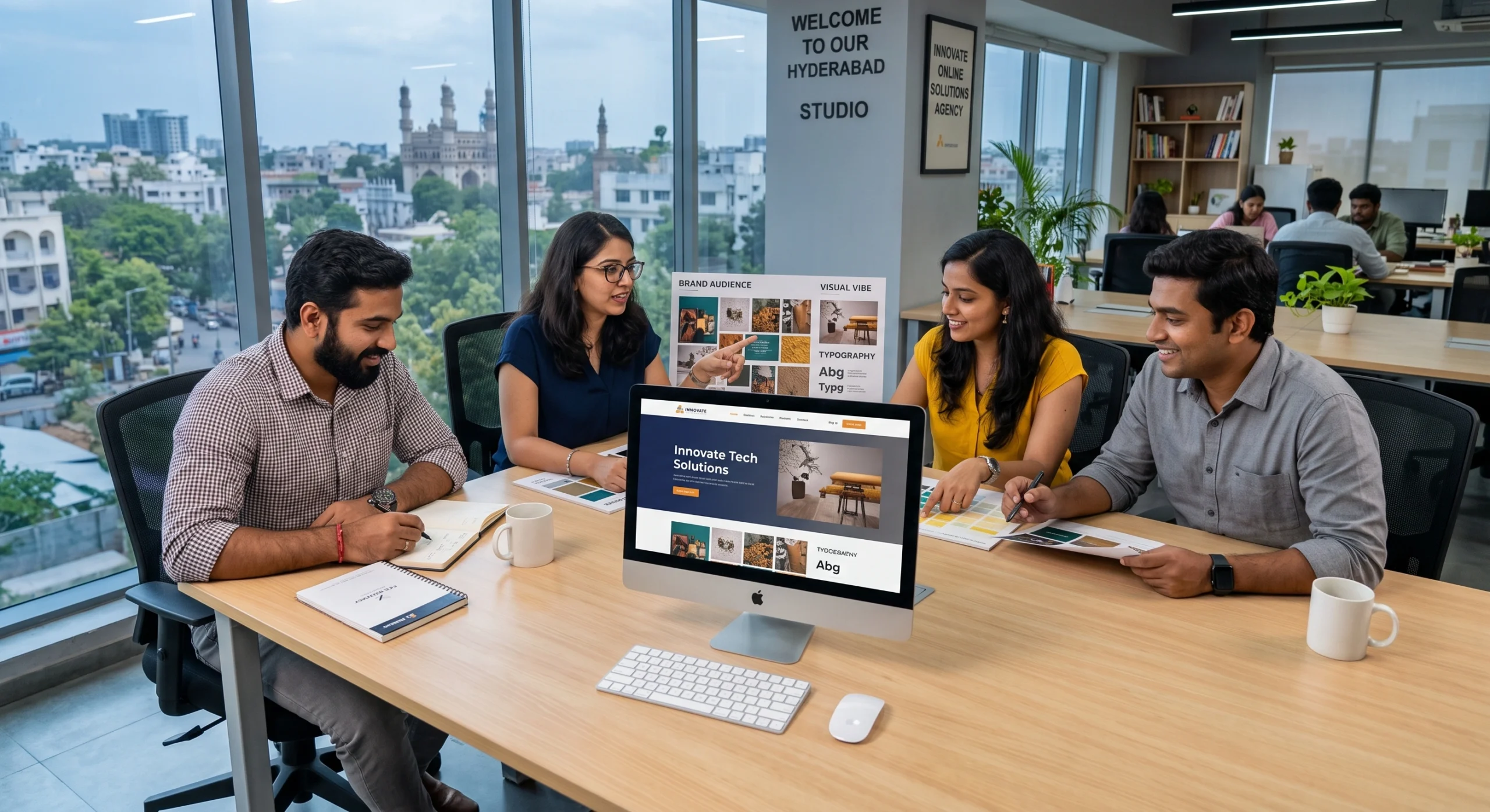 Online services agency Hyderabad team implementing a brand identity across digital channels
