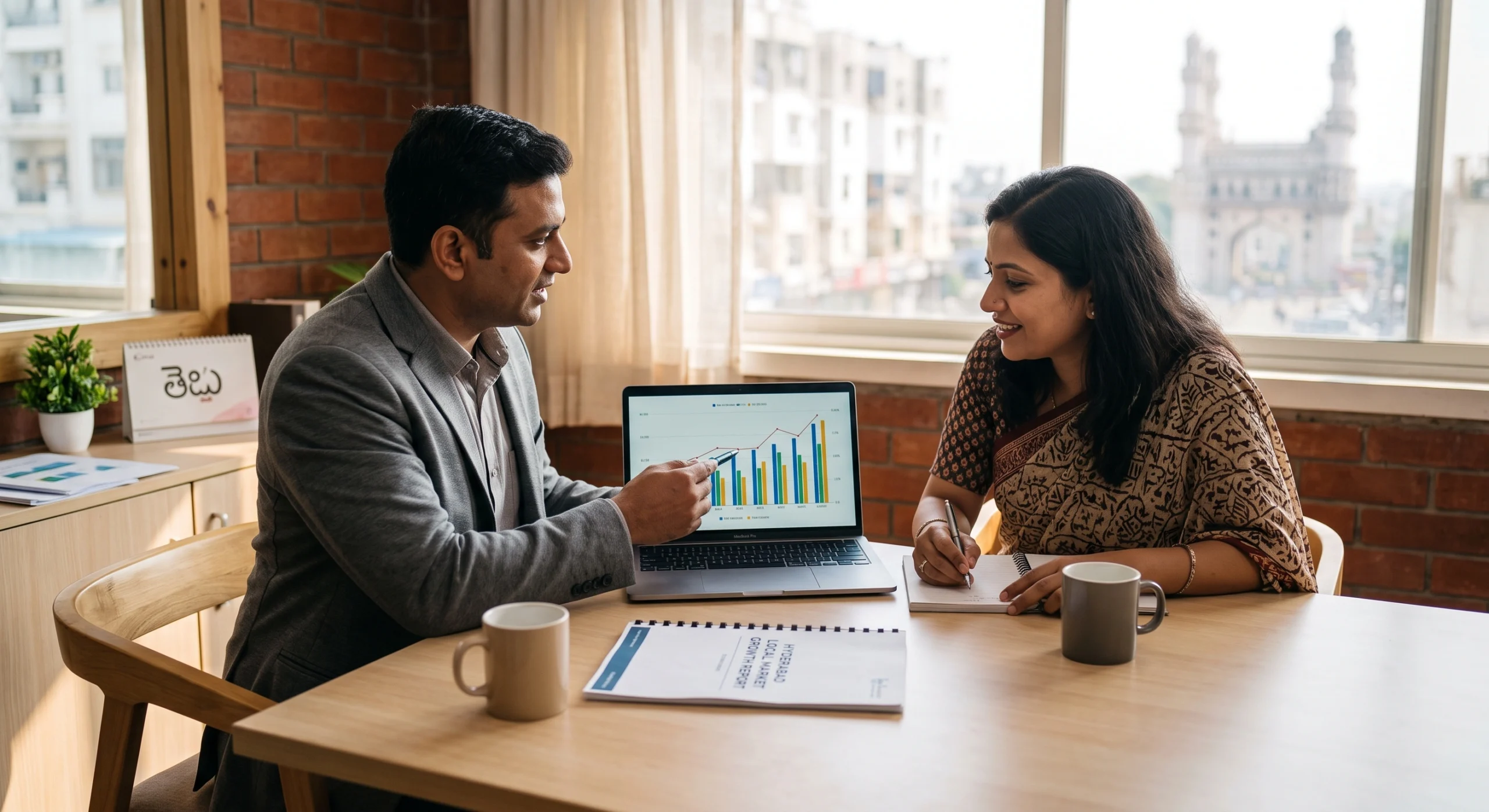 Best marketing agency in Hyderabad presenting results to a small business client