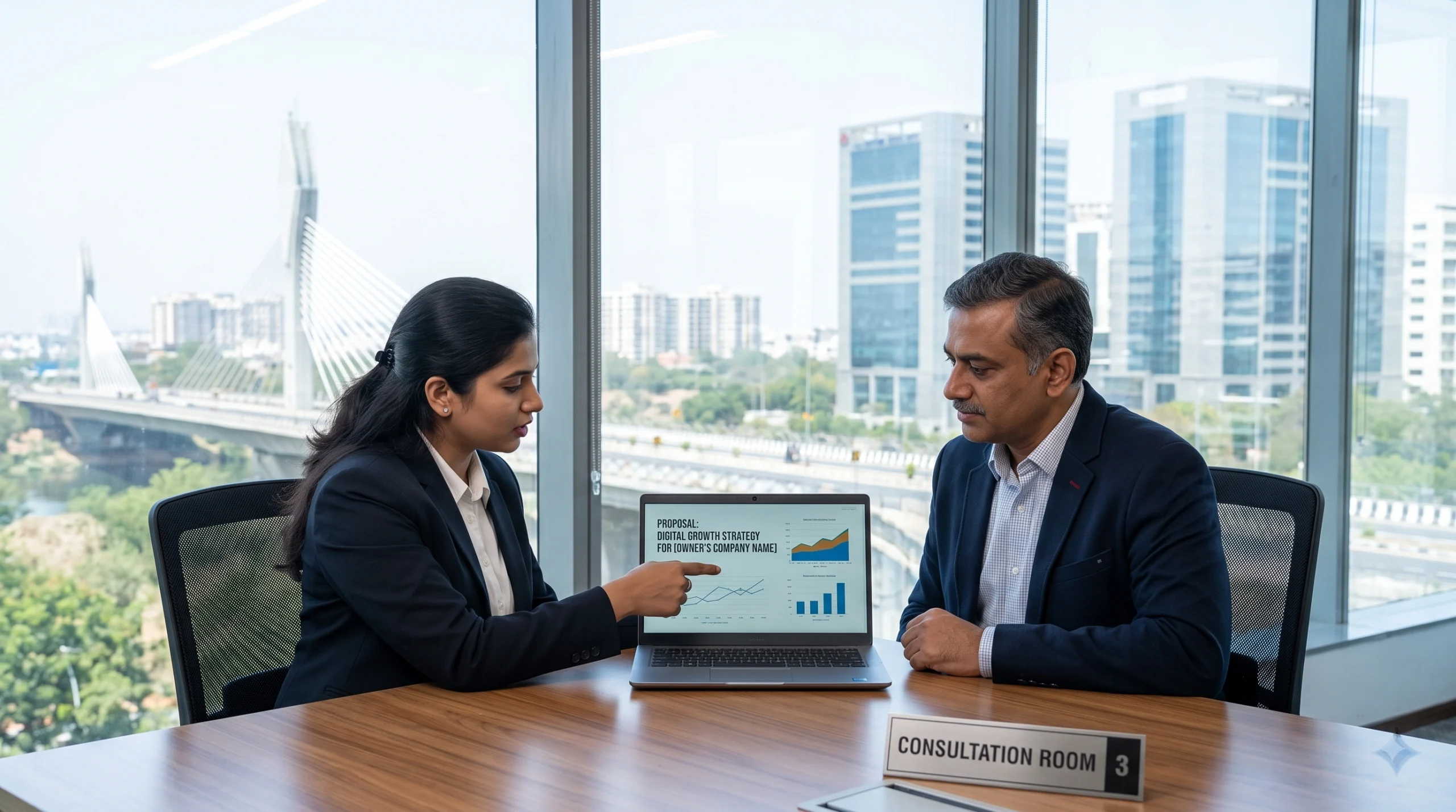 Client evaluating a digital marketing agency in Hyderabad during a strategy consultation